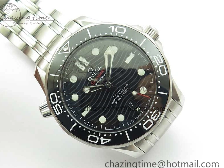 0502 EasyCare Seamaster Diver 300M ORF 1:1 Best Edition Black Ceramic Black Dial on SS Bracelet A 7870